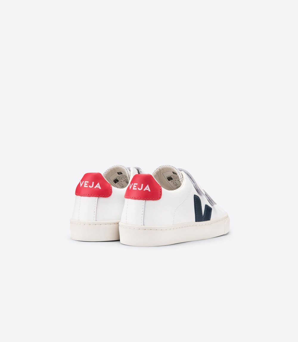 Veja Trainers Kids White - Esplar Velcro Leather - XNFW-61074